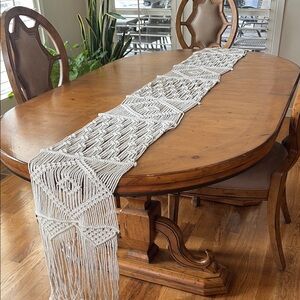 Boho Macramé Table Runner for Dining Elegance, Used at a wedding table 1 time.